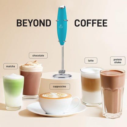 Zulay Double Whisk Milk Frother Handheld Mixer - High Powered Frother For Coffee With Improved Motor - Electric Whisk Drink Mixer For Cappuccino