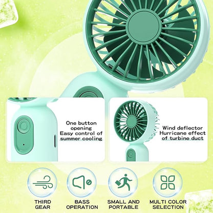 Rossesay Mini Portable Fan Bulk Cute Handheld Lightweight Small Personal Eyelash Fan 3 Speeds USB Rechargeable Battery Operated for Women Men Outdoor Travel Camping(Green,12 Pcs)