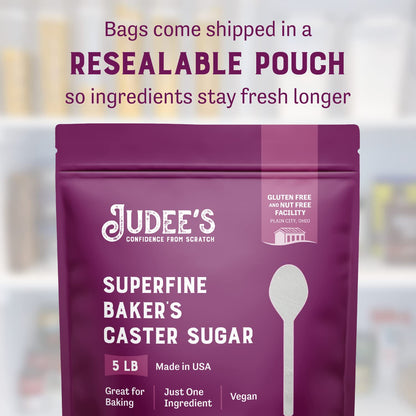 Judee's Gluten Free 8 Pack Superfine Caster Sugar - 5 lbs (40 lbs Total) - Delicious and 100% Gluten-Free - Bakers Sugar for Homemade Treats, Baked Goods, and Toppings - Airy and Smooth