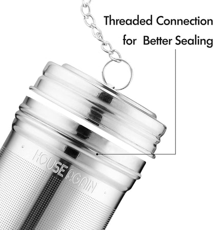 House Again Tea Infuser (2 Pack with Scoop), Extra Fine Mesh Tea Infusers for Loose Tea, 18/8 Stainless Steel Tea Strainer with Extended Chain Hook