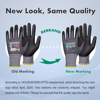 KAYGO Safety Work Gloves MicroFoam Nitrile Coated, 3 Pairs KG18NB,Seamless Knit Nylon Glove for Men and Women, Ideal for Automotive,Warehouse,Construction (Small,Gray)