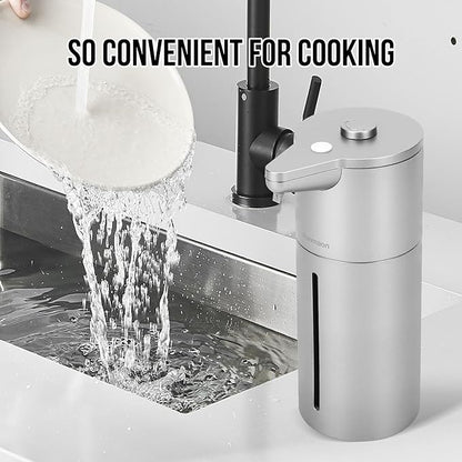 Aunmaon Automatic Soap Dispenser Touchless,Upgrade Adjustable Volume for Thick and Thin Liquid Battery Hand Soap Dispenser,Dish Soap Dispenser Kitchen Bathroom,Auto Soap Dispenser Hands Free Silver