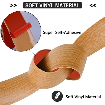 20Ft Floor Transition Strip Self Adhesive Vinyl Cover Floor Strip Flat Divider Transition Strip Wood Grain Design for Laminate Floor Gaps and Doorway Transitions (20Ft x 2 Inch, Light Brown)