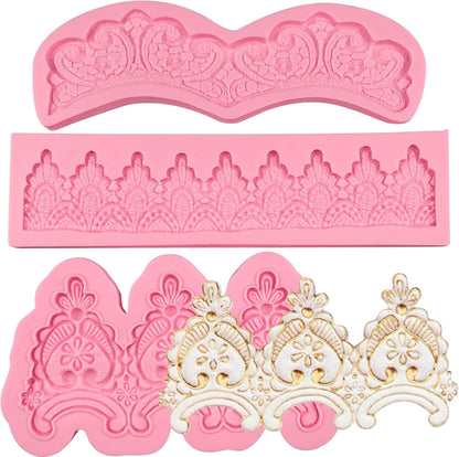 Baroque Embossed Cake Decorating Mold 3pcs, Lace Fondant Silicone Molds for Chocolate Candy Mousse Butter Biscuit Marzipan Sugar Craft Cake Border