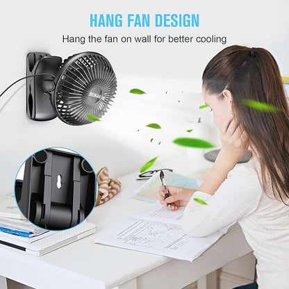 BESKAR Small Clip on Fan, 3 Speeds USB Fans with Strong Airflow, Clip & Desk Fans USB Plug in with Sturdy Clamp - Ultra Quiet operation for Office Dorm Bedroom Stroller