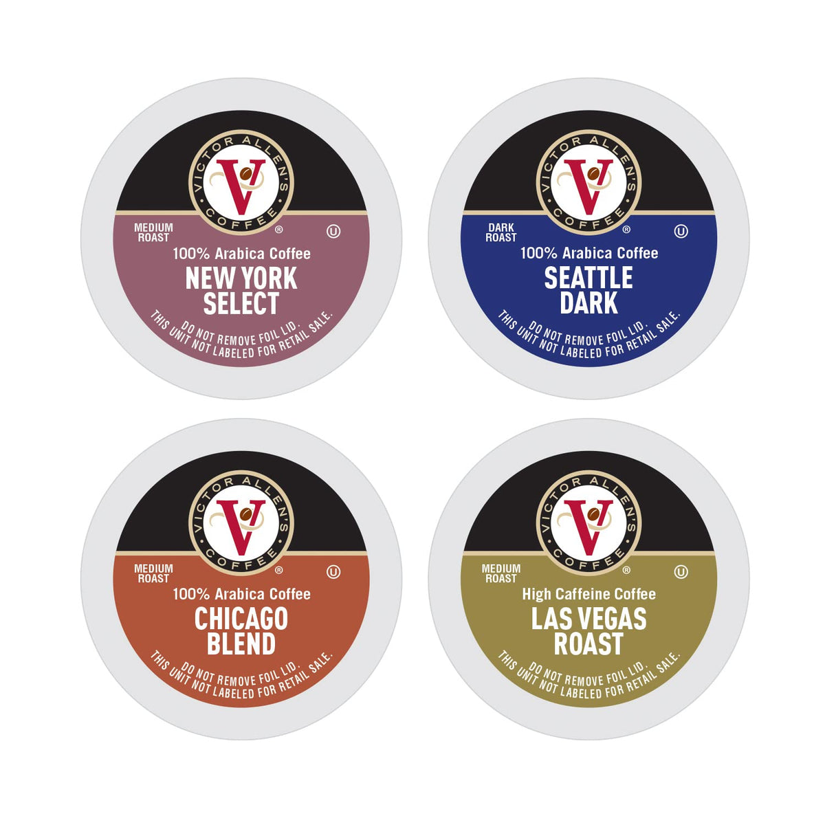 Victor Allen's Coffee Across America Variety Pack (Seattle Dark, New York Select, Chicago Blend, Las Vegas Roast), 96 Count