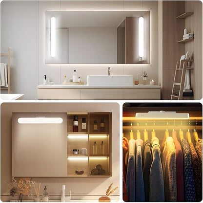 DORNLAT Wireless Vanity Makeup Lights Set of 2, 4000mAH Rechargeable Bathroom Light for Mirror, 40 LED Magnetic Stick On Light Bar with 3 CCT&Dimmable, Elegant Cordless Dresser Light for Women