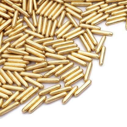 Dazzjoy Gold Rods Sprinkles, Edible Sugar Sprinkles, 120g/4.23oz, Cupcake Toppers, Cake Decorations, Ice Cream, Wedding Party Valentines Easter Supplies