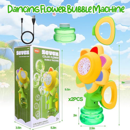 Vodolo 2PCS Seven Color Flower Bubble Machine