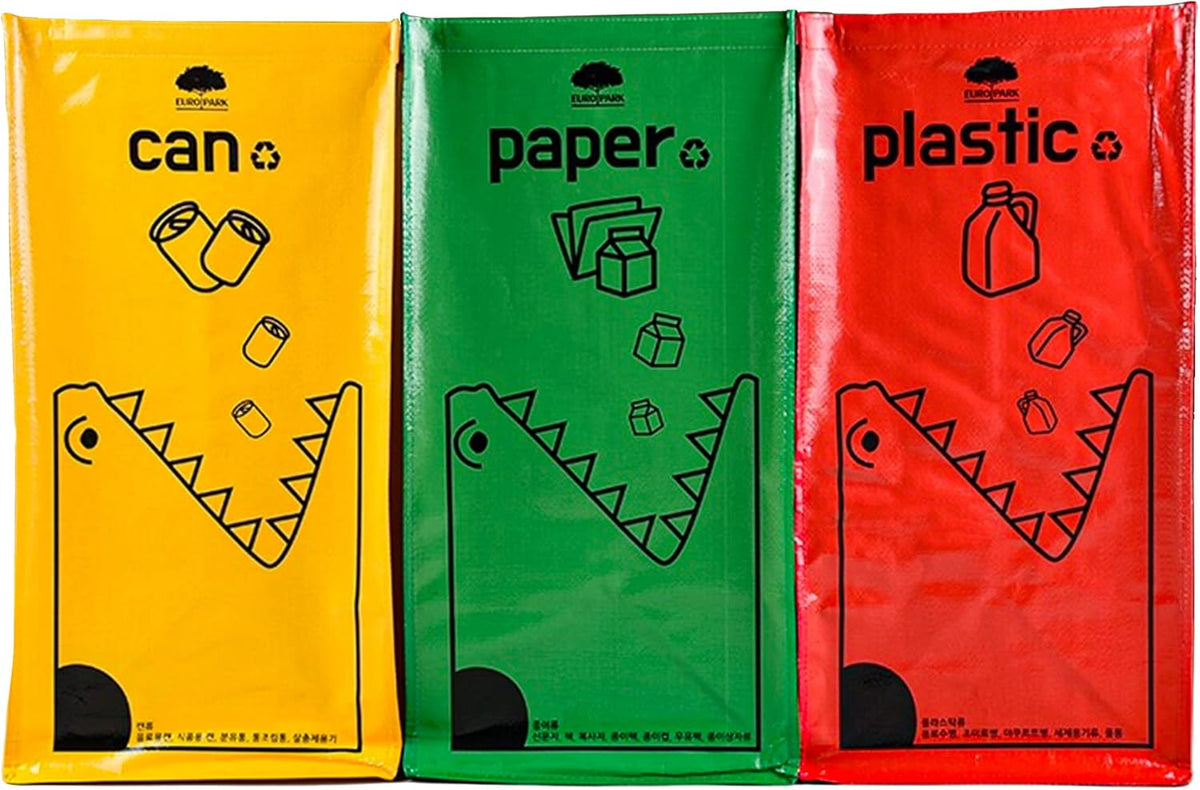 Recycling Bags,Separate Recycling Waste Bin Bags for Kitchen Home, Trash and Recycle Bin Combo,Reusable Waterproof,42 Gallon, Pack of 3 Recycling Bins