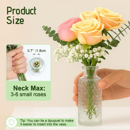 Glass Bud Vase Set of 3 Pcs, Small Clear Bud Vases for Flowers, Vintage Vases for Centerpiece Table Wedding Decorations Home Decor Glass Bottles for Birthday Party Anniversary