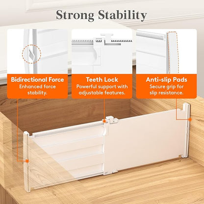 Lifewit 6" Tall 12 Pack Drawer Dividers, 30-47cm/11.5-18.5" Expandable Drawer Divider for Clothes, Adjustable Dresser Drawer Organizers, Drawers Separators for Dresser/Bathroom/Closet/Kitchen White
