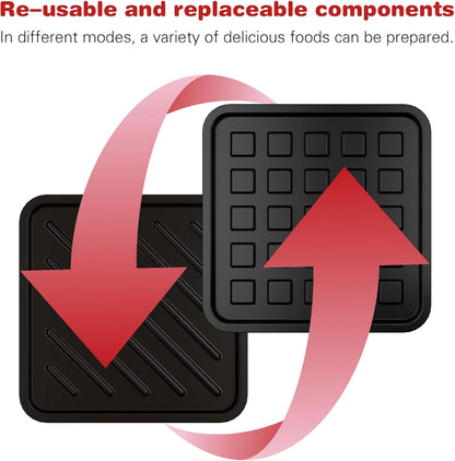 Microwave Grilled Cheese & Breakfast Maker - Fast Cook Waffle, Panini & Sandwich Press (<5 Min), Microwave Cookware, Dishwasher Safe,Easy Clean,2-in-1 Set(4 PCS)