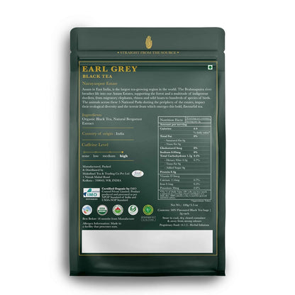 Luxmi Estates Garo Hills Organic Earl Grey Black Tea 50 Tea Bags (100gm) Pack, USDA Organic - Earl Grey Tea Bags, 100% Natural Bergamot Extracts