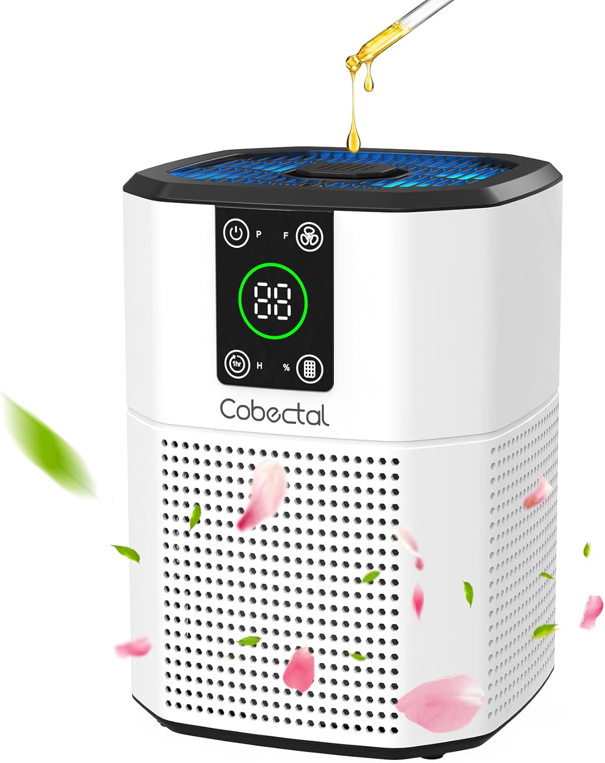 Air Purifier for Home Bedroom, Cobectal Room Air Cleaner with H13 True HEPA 3-in-1 Filter, Aroma Function & Sleep Mode, Desktop Small Air Purifier for Office, Dorm, Hotel, RVs (White)