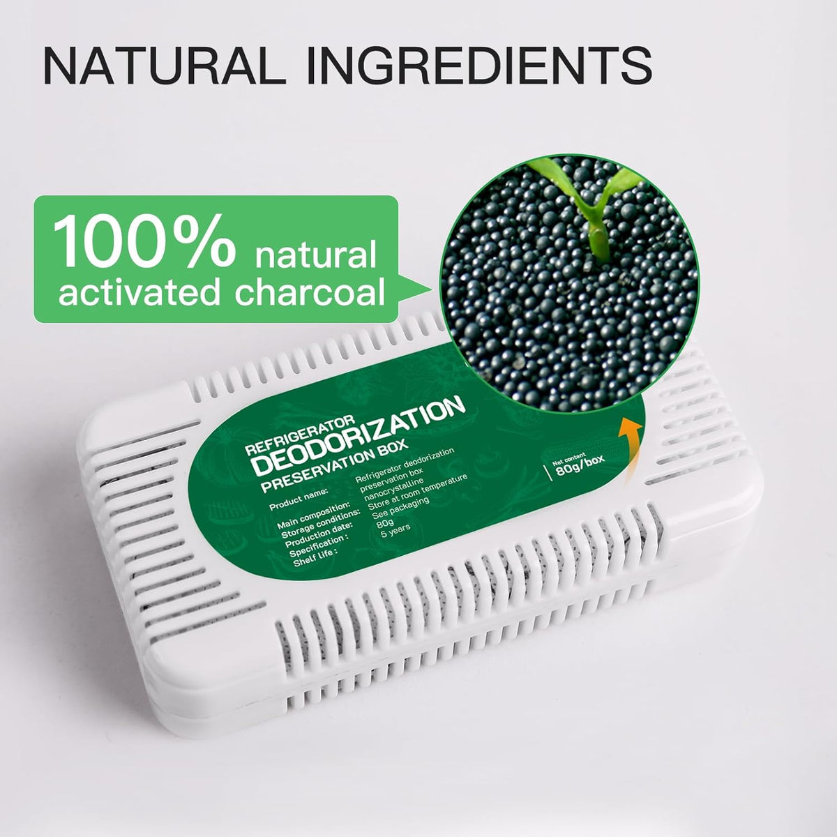 4 Pack Fridge Deodorizer, Refrigerator and Freezer Deodorizer Odor Eliminator Reusable, Unscented Activated Carbon Odor Absorber and Moisture for Freezers, Coolers, Closet and Trash Can
