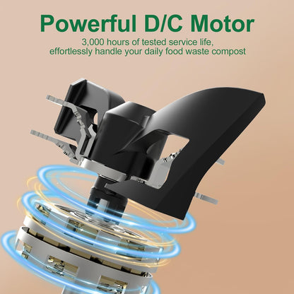 3L Electric Composter for Kitchen, Countertop Compost bin, One Touch Smart Model Handle Kitchen Waste, with Triple Grinding Blade, Carbon Filter, Auto-Cleaning, LED Touch Screen