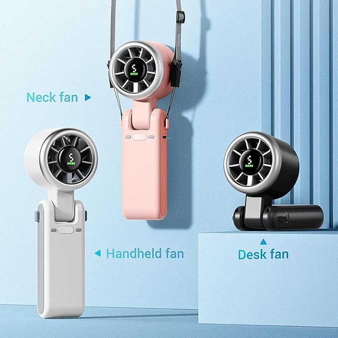 CPHUSA Portable Handheld Turbo Fan, 3 IN 1 Hand Fan with Air Turbo Tech Cooling, Up to 12 Working Hours, Quiet Personal for Outdoor, Travel, Camping & Working (white)