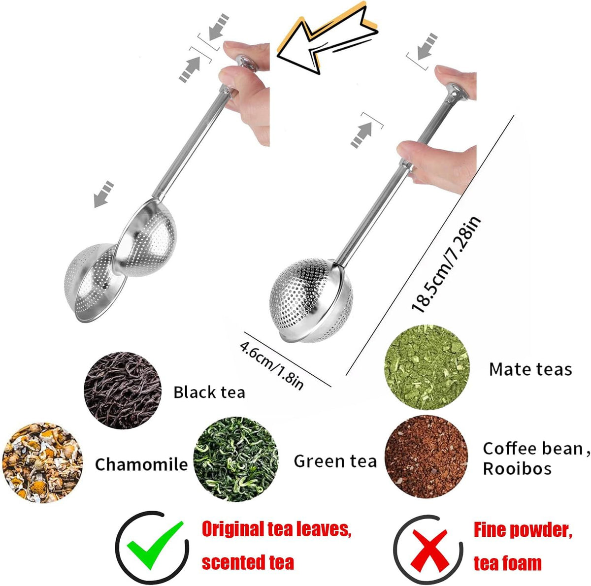 2pack Tea Ball, tea infuser for loose leaf tea, tea strainers for loose tea, stainless steel tea strainer, loose leaf tea steeper, easy clean