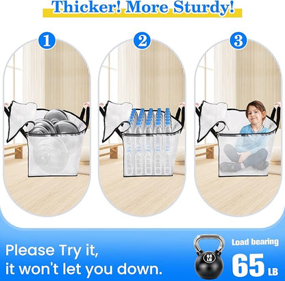 BlissTotes 2-Pack Large Moving Bags with Backpack Straps & Strong Zippers, Heavy-Duty Storage Bags Moving Boxes for Space Saving, Dorms, Transport, 76L-20 Gallons, Clear