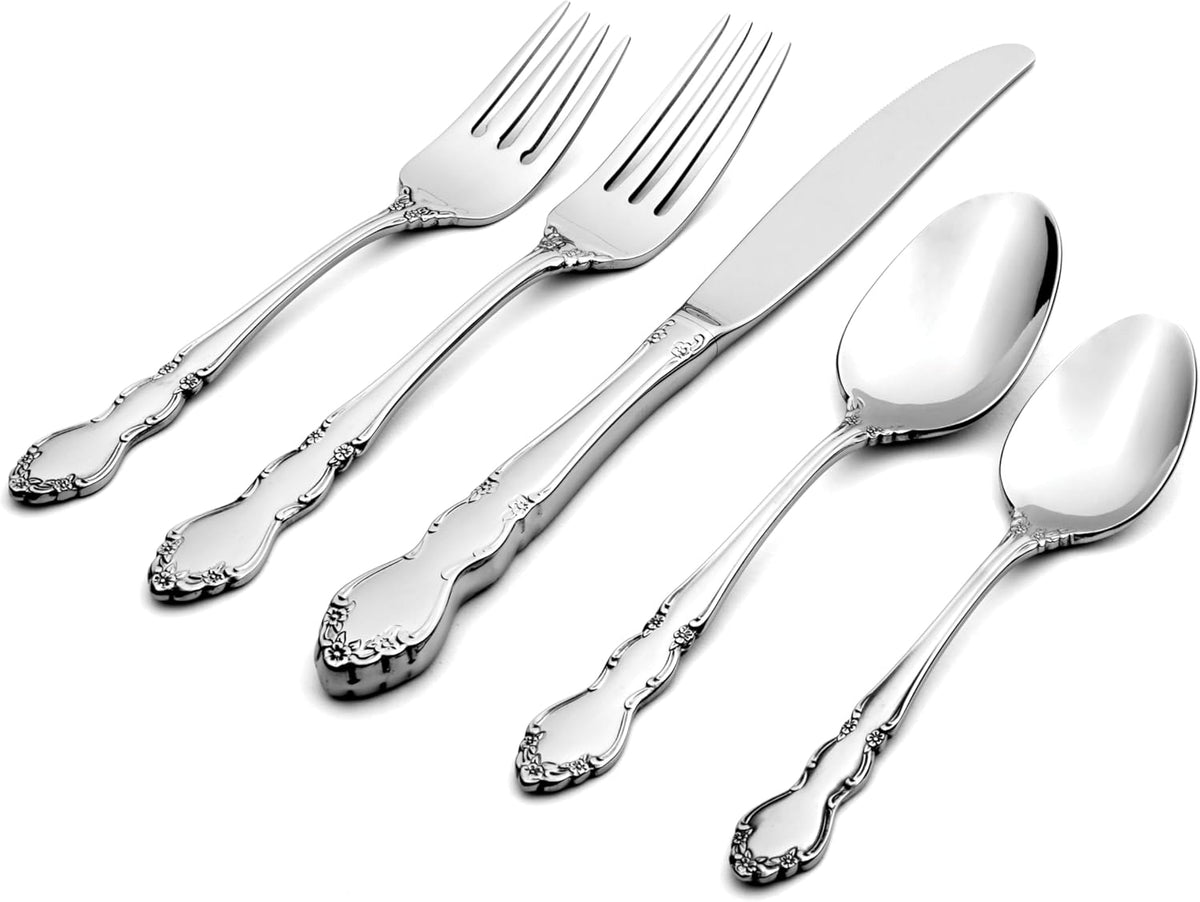 Oneida 2766020AL20 Dover 20-Piece Fine Flatware Set, Service For 4, Mirror Finish