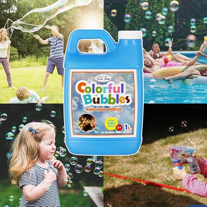 Lulu Home 2 Pack Bubble Solution, 2 L/67.6 OZ - Giant Bubble Wand & Blower, Halloween/Birthday Party Favors - Up to 5 Gallons