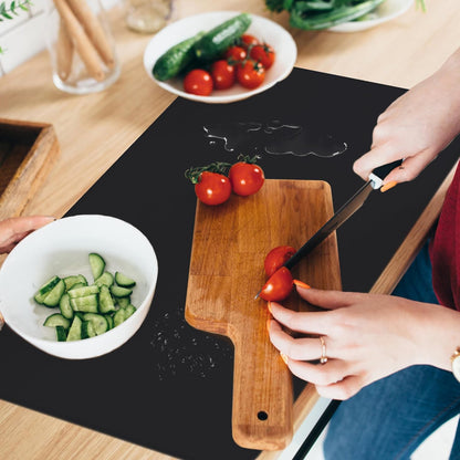 Silicone Mat for Kitchen Counter, Silicone Mat Trimable to Size (Black, 15.7×11.8inch-4pcs), BPA-Free Silicone Placemat