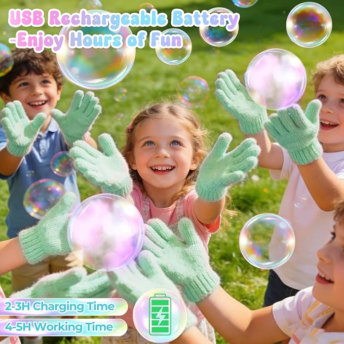 Smoke Bubble Machine, Elastic Bubble Fog Wand, Rechargeable Fog Bubble Machine with Lights & Sound, for Parties Outdoor Interactive Fun (Green)