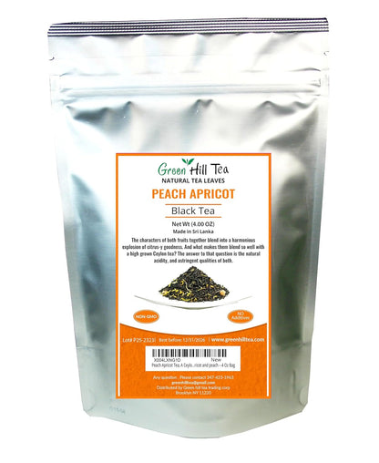 Peach Apricot Iced Tea, Ceylon Black Loose Leaf Tea blended with the essence of Apricot and Peach – 4 Oz Bag