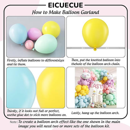 Easter Balloon Arch Kit - Pastel Balloon Garland Kit with EASTER Balloon Banner, Bunny Balloons for Easter Party, Spring Birthday, Baby Shower, Rainbow Easter Supplies Party Decorations