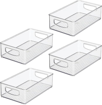 iDesign Stackable Pantry Bin with Handles for Kitchen Storage, Set of 4, Clear, Made in USA