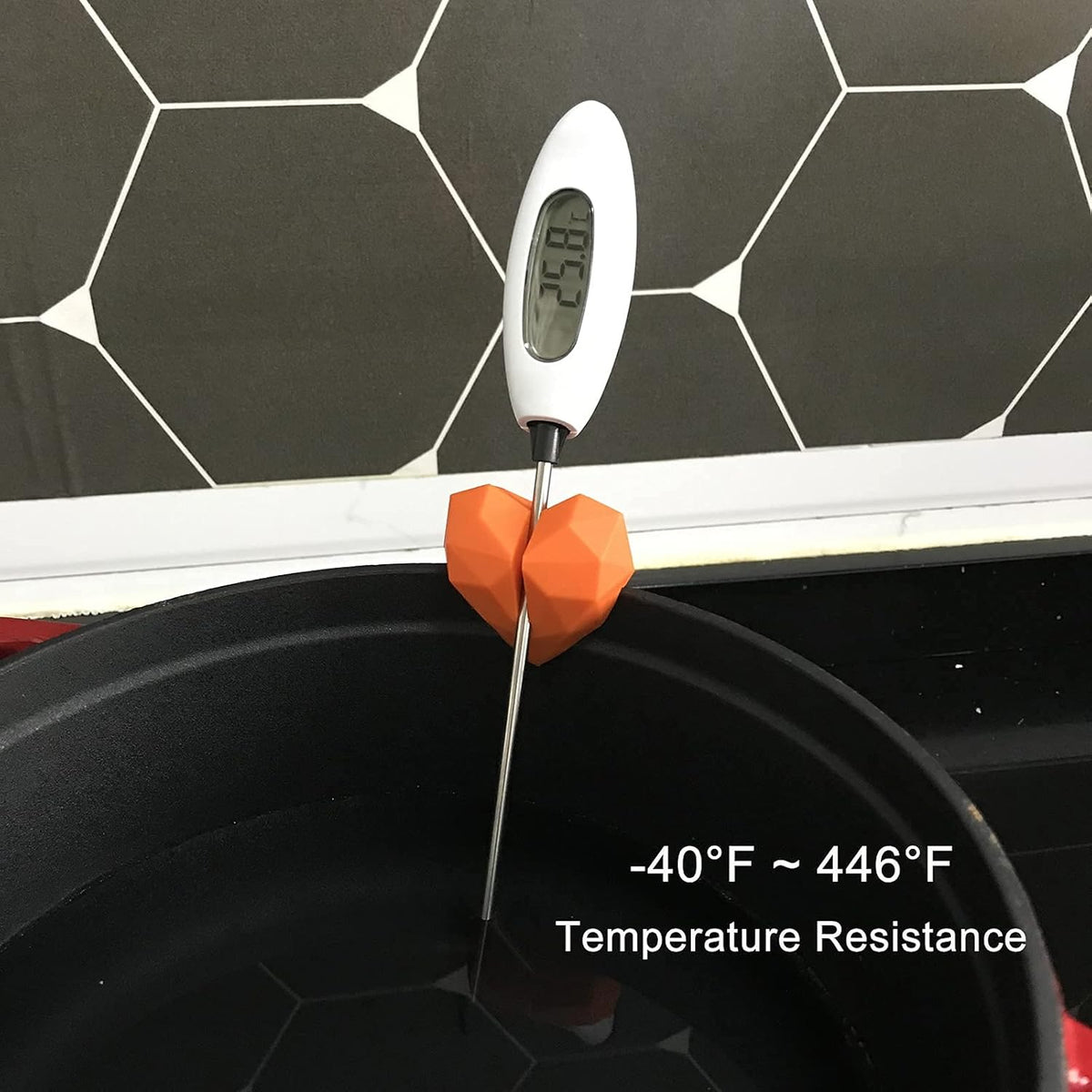2Pcs Silicone Non-Scratch Pot Clip, Candy Thermometer Pot Clip for Candy Making, Hand-Free Holder to Measure Temperature of Candy, Oil, Milk