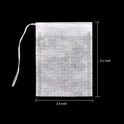 100 Pcs Disposable Tea Bags for Loose Leaf Tea, Biodegradable Tea Filter Bags with Drawstring, Corn Fiber Empty Tea Bags for Loose Leaf Tea (3.54 x 2.75 inch)