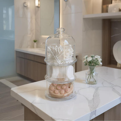 ums 3 Tier Glass Jars with Lid, Cookie Jar, Candy Jars for Candy Buffet, Apothecary Jars, Kitchen & Bathroom Organizers and Storage