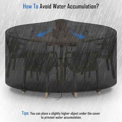 Round Patio Furniture Covers Waterproof, 84 Inch Outdoor High Round Table Cover, Tall Bar Height Outside Table and Chairs Set Covers for Winter, Rainproof Fadeproof - 84" Dia x 36" H