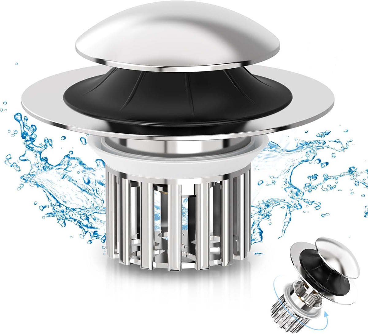 Universal 4 in 1 Bathroom Sink Drain Strainer with Removable Filter Basket, Pop Up Pure Copper Bathroom Sink Stopper, Anti-Clogging Bathroom Drain Stopper Sink Plug