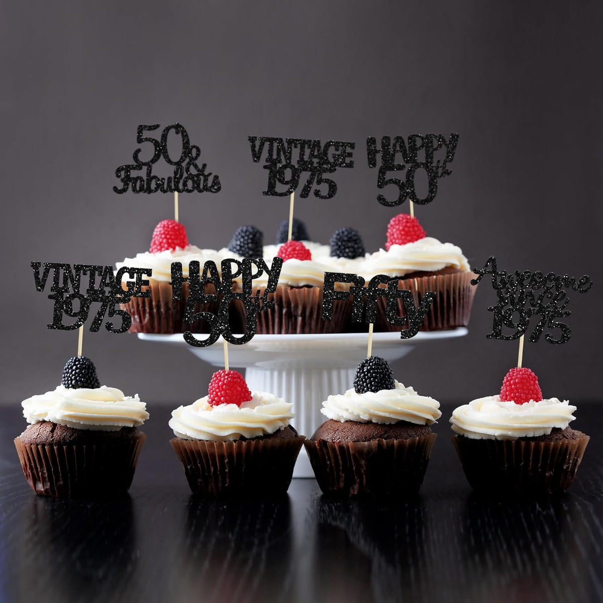 Gyufise 30Pcs Vintage 1975 Cupcake Toppers 50th Birthday Cake Decorations Cheers to 50 Fabulous Fifty Cupcake Picks 50th Birthday Wedding Anniversary