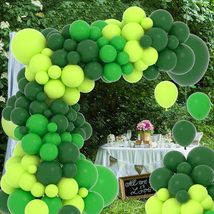 Green Balloon Garland Arch Kit, 122PCS Green Dark Green Lime Green Party Latex Balloons for Festival Picnic Jungle Forest Football Themed Birthday Party Decoration