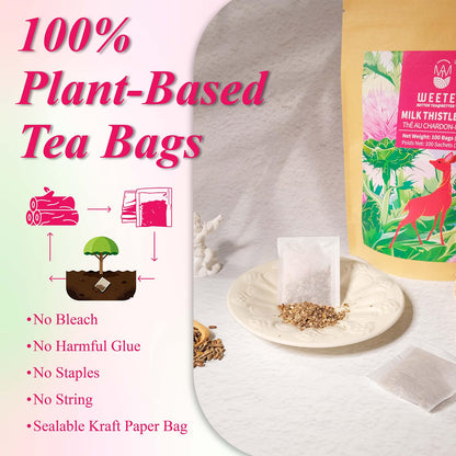 WT WEETEE Milk Thistle Tea Bags 100 Count, Made with 100% Pure Milk Thistle Seeds, Natural Caffeine-free Herbal Tea Detox Tea, Roasted Grain Flavor with Mild Sweetness