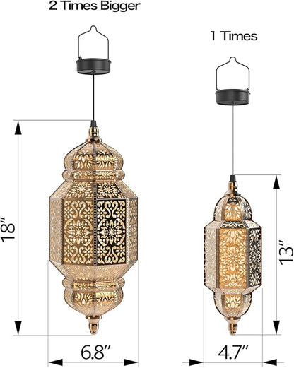 Twinkya 18 Inch High Large Hanging Solar Lights Outdoor Garden Decorative Solar Lantern Waterproof Plastic Moroccan Outdoor Decorations for Patio Pathway Yard Porch Backyard Garden Decor (1 Pack)
