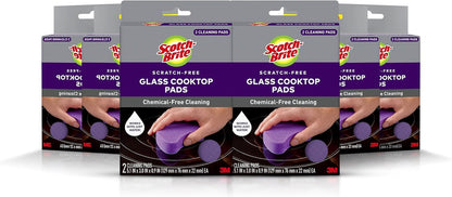 Scotch-Brite Glass Cooktop Pads, Scratch-Free & Non-Abrasive Scrubbers for Glass or Ceramic Stovetops, Cleans Burnt-On Messes with Just Water, Reusable Dishwasher-Safe Design (12 Pads)