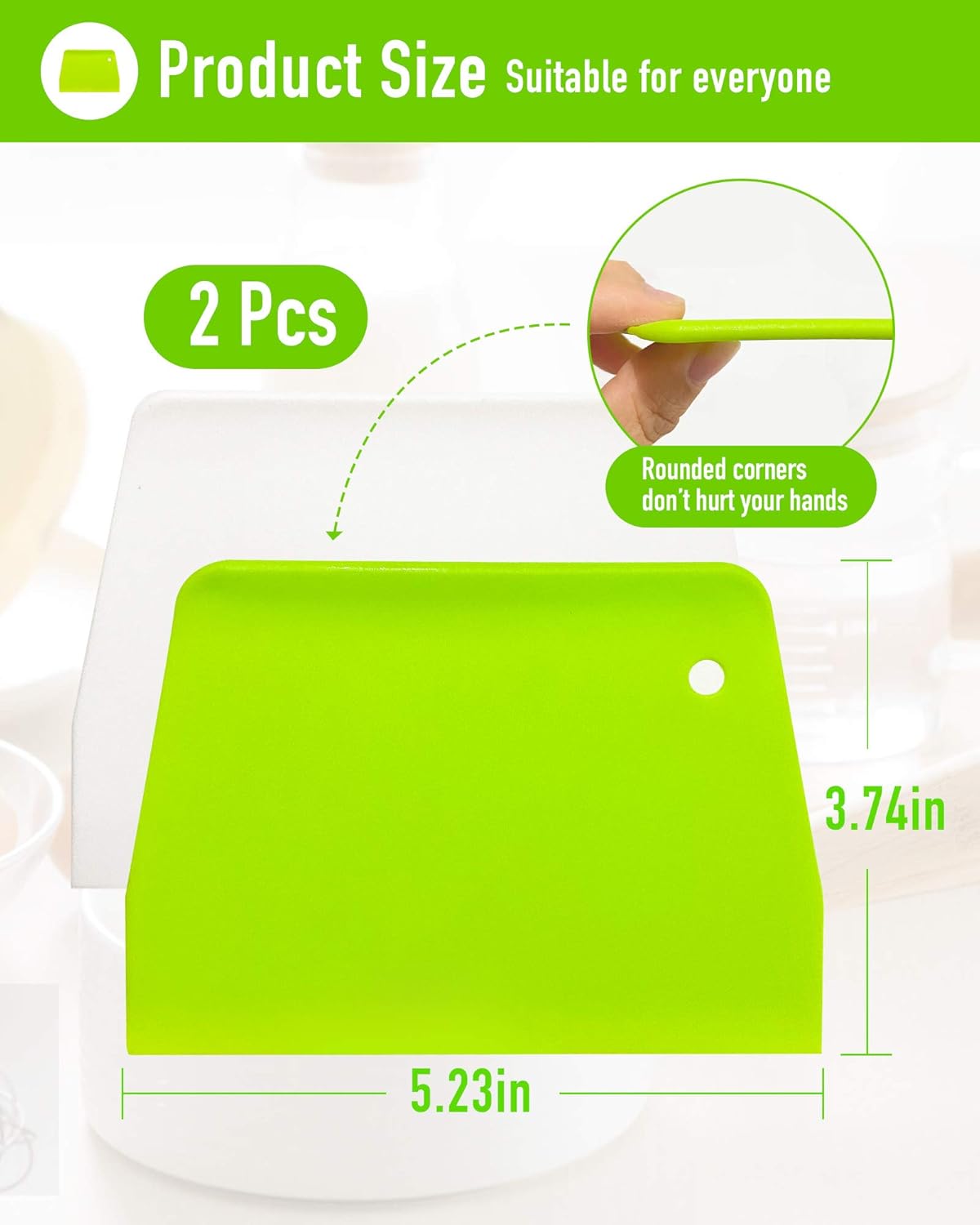 2PCS) Dough Scraper Bowl Scraper ，Food safe Plastic Dough Cutter， Flexible Plastic Scraper Practical Bench Scraper Multipurpose Food Scrappers for