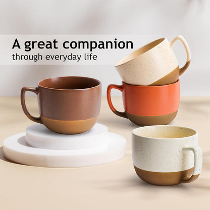 Miamio – 15 Ounce, Set of 4 Ceramic Latte Mug – Elegant Modern Coffee Mug Set for Cafe, Latte, Tea, Hot Cocoa - Drinks Dishwasher & Microwave Safe