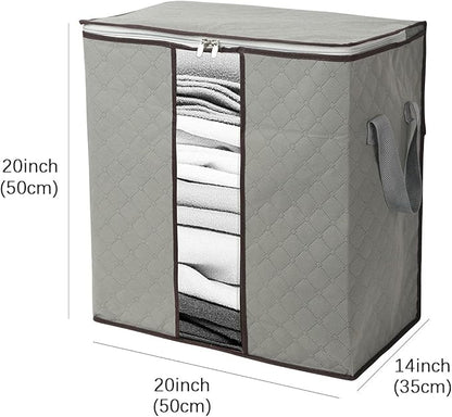 2 Pack Foldable Large Storage Bags 20 x 14 x 20 (L x W x H) inch for Comforter Quilt Blanket Clothes with Clear Window & Handles - Easy to Fit King Size Comforter Set - Closet Under Bed Organizer