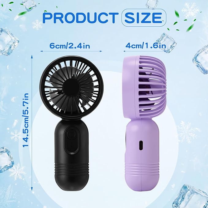 Rossesay 12 Pack Mini Portable Handheld Fan Bulk for Travel 3 Speeds, Rechargeable USB Battery Operated, Small Personal Eyelash Fans for Women Men Indoor Outdoor(Black Pink Purple)