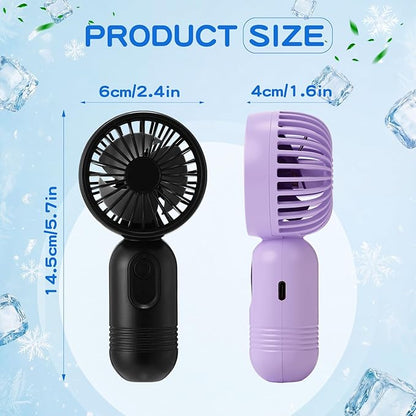 Rossesay 12 Pack Mini Portable Handheld Fan Bulk for Travel 3 Speeds, Rechargeable USB Battery Operated, Small Personal Eyelash Fans for Women Men Indoor Outdoor(Black Pink Purple)