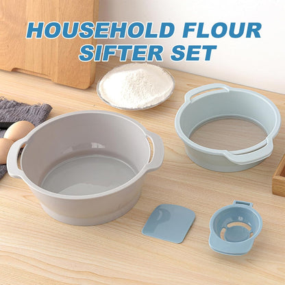 4-in-1 Baking Tools Set, Multifunctional Flour Sifter, Egg Separator, Mixing Bowl & Dough Scraper for Pastry & Cake Making