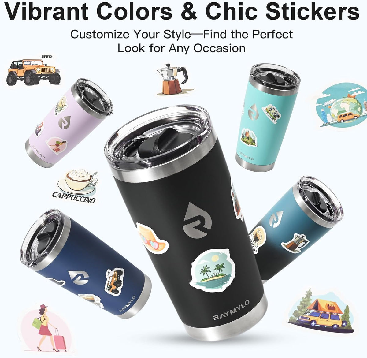 20 oz Coffee Tumbler - Insulated Stainless Steel Travel Mug for Hot/Cold, Spill Proof with BPA-Free Detachable Lid, Coffee Cup Fits Most Car holder