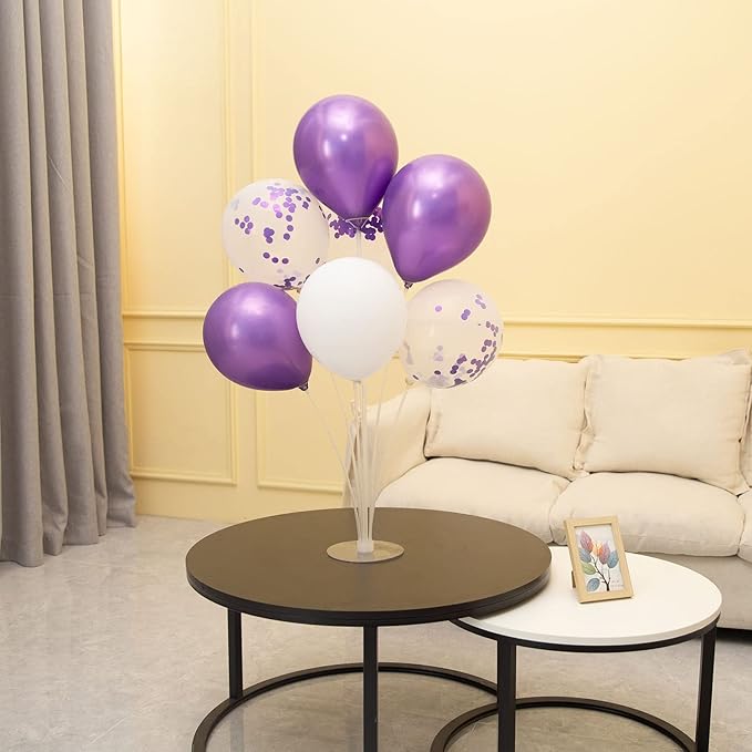 ZJDHPTY Purple Party Decorations,4 Set Balloon Stand with Pump and Purple Balloons for Birthday Mother's Day Wedding Anniversary Halloween New Year Graduation Decorations 2026