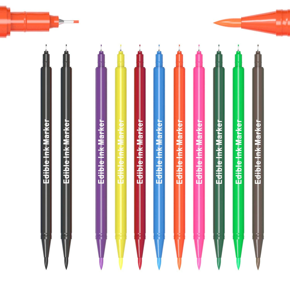 Edible Markers, 11Pcs Ultra Fine Tip(0.5mm) Food Coloring Pens, Double Sided Food Grade Gourmet Writers for Cake,Cookie,Fondant Decorating,Painting
